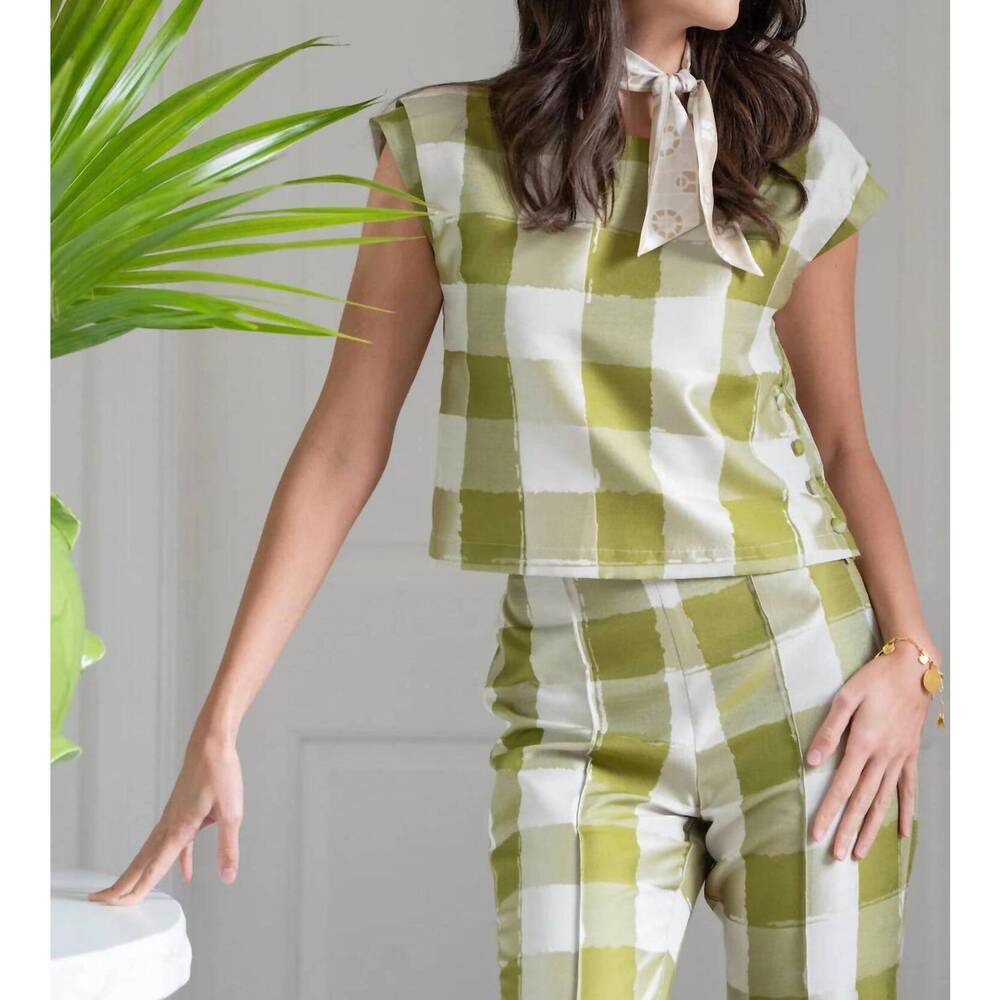 NEW EMILY MCCARTHY ruby cropped tank in green gingham